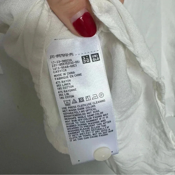 UNIQLO LINEN BLEND OPEN COLLAR SHORT SLEEVE SHIRT XS - Picture 6 of 6